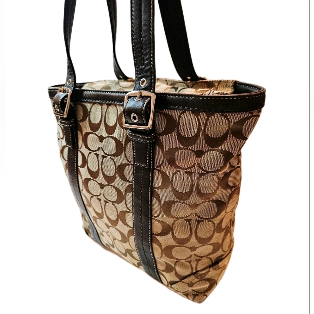 Coach Jaqcuered Medium Tote Brown Handbag F12645 EUC - Picture 8 of 16